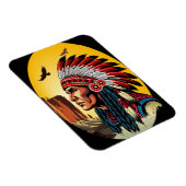 Magnet Flexible Chef amérindien sur paysage sauvage coucher de sol (Côté Droit)