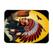 Magnet Flexible Chef amérindien sur paysage sauvage coucher de sol (Horizontal)