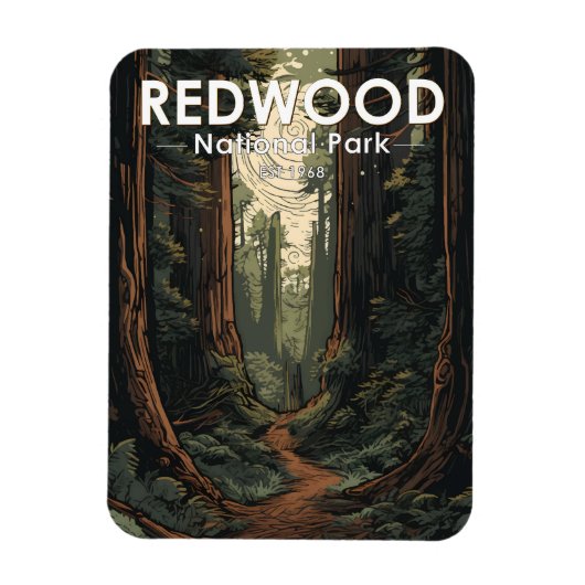 Magnet Flexible Chemin d'illustration du parc national Redwood Vin (Vertical)