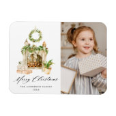 Magnet Flexible Cheminée Boho Aquarelle Avec Végétation Photo (Horizontal)