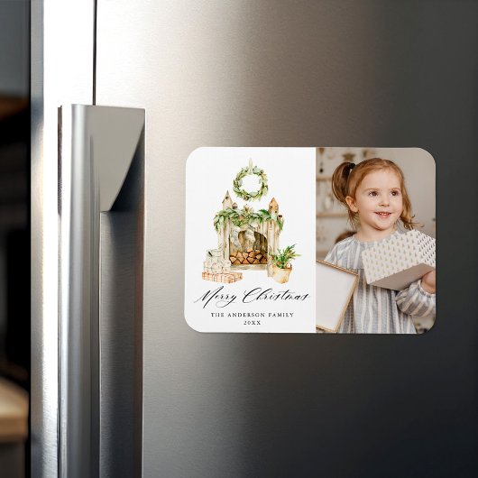 Magnet Flexible Cheminée Boho Aquarelle Avec Végétation Photo