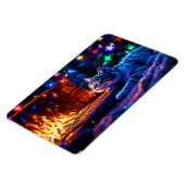 Magnet Flexible Cheminée confortable chat mignon Joyeux Noël (Côté Gauche)