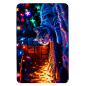 Magnet Flexible Cheminée confortable chat mignon Joyeux Noël (Vertical)