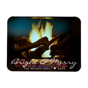 Magnet Flexible Cheminée rustique feu bois chaleureux vacances Noë