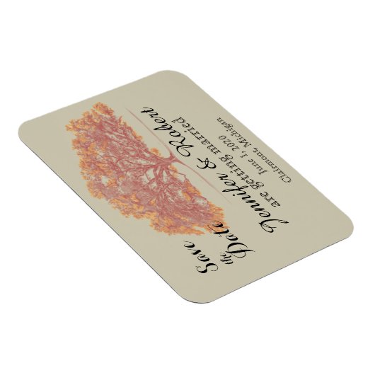 Magnet Flexible Chêne d'automne mariage Enregistrer la date (Côté Droit)