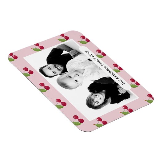 Magnet Flexible Cherry Pattern Pink Custom Photo Personalised (Côté Droit)