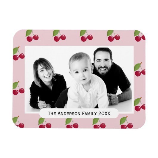 Magnet Flexible Cherry Pattern Pink Custom Photo Personalised (Horizontal)