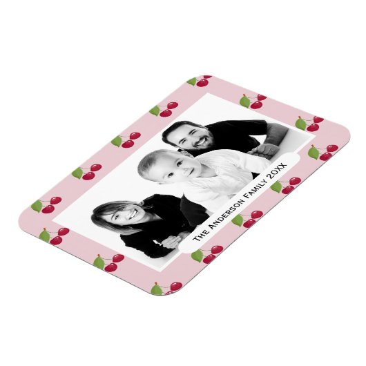 Magnet Flexible Cherry Pattern Pink Custom Photo Personalised (Côté Gauche)