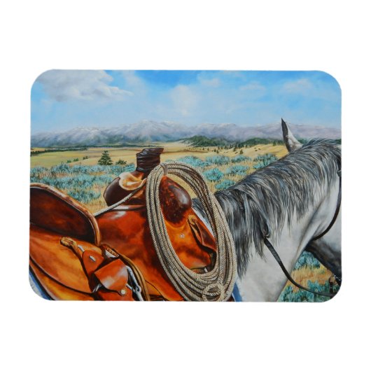 Magnet Flexible Cheval à sadel par Crazy Woman Mountains Montana (Horizontal)