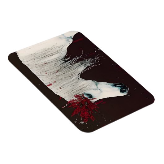 Magnet Flexible Cheval Blanc Fleurs rouges (Côté Droit)