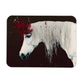 Magnet Flexible Cheval Blanc Fleurs rouges (Horizontal)