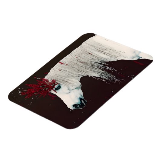 Magnet Flexible Cheval Blanc Fleurs rouges (Côté Gauche)