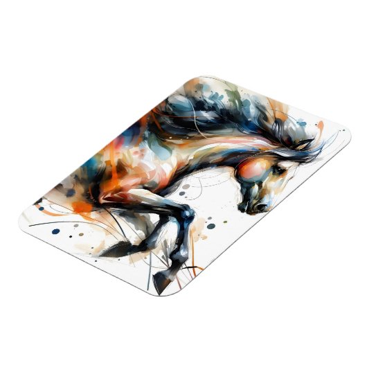 Magnet Flexible Cheval courant à l'aquarelle abstraite (Côté Gauche)