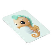 Magnet Flexible Cheval de mer bébé mignon en Turquoise et blanc (Côté Droit)
