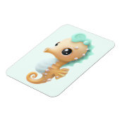 Magnet Flexible Cheval de mer bébé mignon en Turquoise et blanc (Côté Gauche)