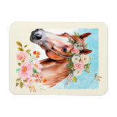 Magnet Flexible Cheval et Fleurs aquarelles Flexibles (Horizontal)