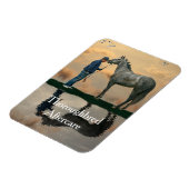 Magnet Flexible Cheval Gris Et Groom OTTB Aimant Flexible (Côté Gauche)