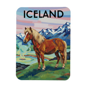 Magnet Flexible Cheval islandais en voyage en Islande