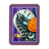 MAGNET FLEXIBLE CHEVAL MAGIQUE NOIR, OWL, JACK-O'-LANTERN & SKULLS (Vertical)