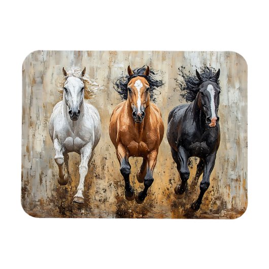 Magnet Flexible Cheval Trio Galloping Peinture (Horizontal)