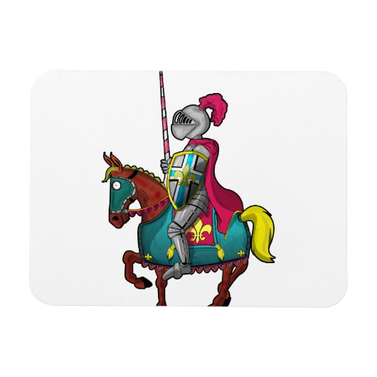 Magnet Flexible Chevalier médiéval du roi Arthur et cheval (Horizontal)