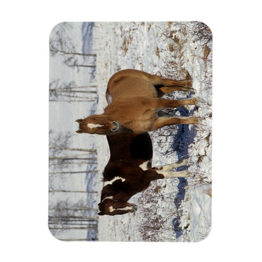 Magnet Flexible Chevaux de peinture dans la neige (Vertical)