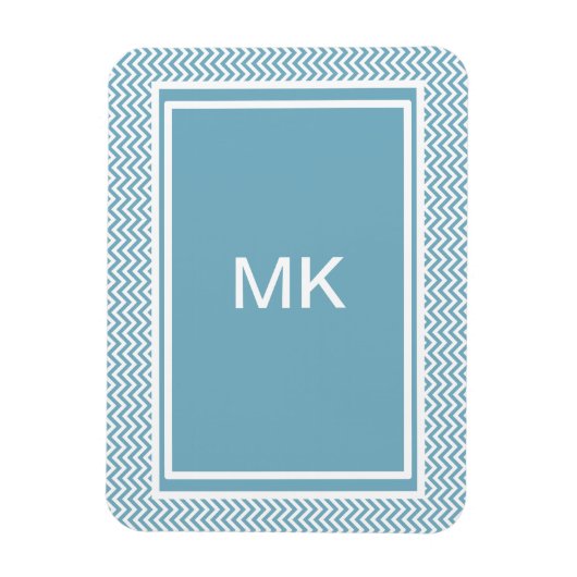 Magnet Flexible Chevron bleu avec Monogramme (Vertical)