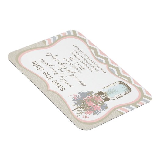 Magnet Flexible Chevron Rustic Chic Mason Jar Enregistrer la date (Côté Droit)
