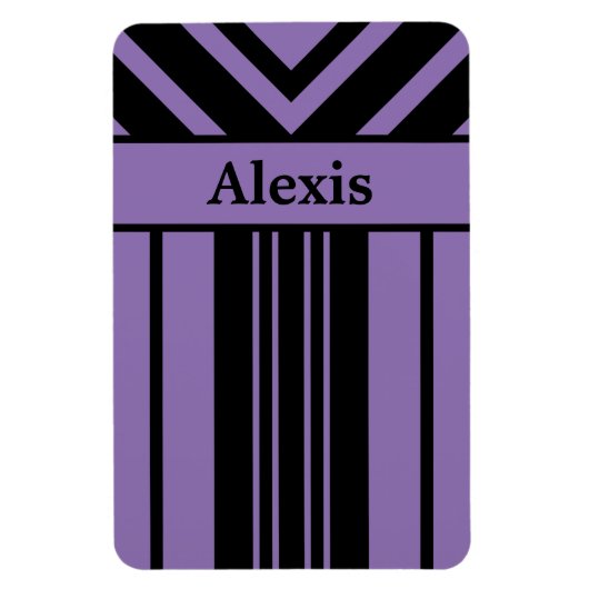 Magnet Flexible Chevrons à rayures noires et violettes avec votre (Vertical)