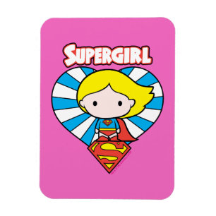 Magnet Flexible Chibi Supergirl Starburst Coeur et logo