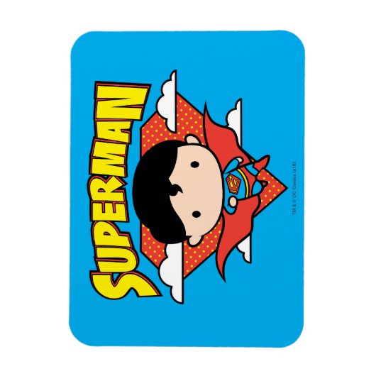 Magnet Flexible Chibi Superman Polka Dot Shield et nom (Vertical)
