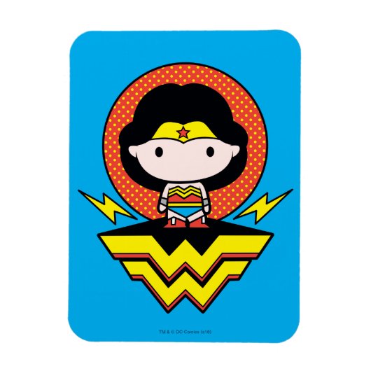 Magnet Flexible Chibi Wonder Woman avec Pois et logo (Vertical)