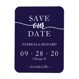 Magnet Flexible Chic Bleu Nuit Non Photo Mariage Enregistrer La Da