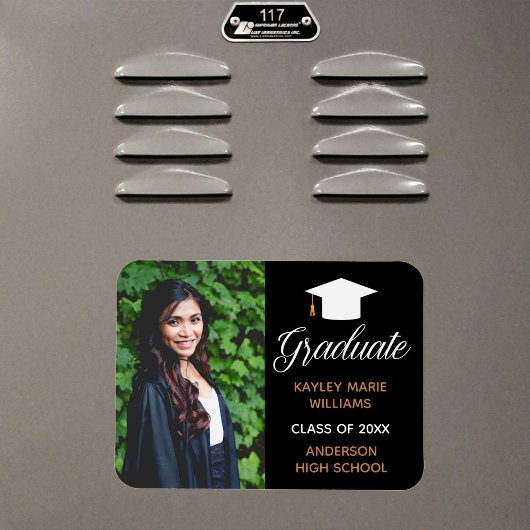 Magnet Flexible Chic Graduation Photo 2025 Black Gold Faire-part