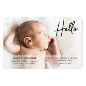 Magnet Flexible Chic Hello Présentation de bébé avec nom photo (Horizontal)