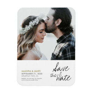 Magnet Flexible Chic Modern Custom Photo Wedding Enregistrer la da