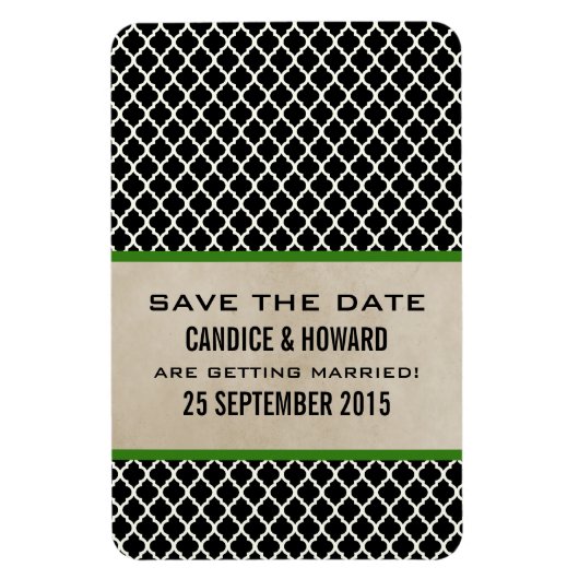 Magnet Flexible Chic Quatrefoil Enregistrer l'aimant de date, vert (Vertical)
