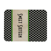 Magnet Flexible Chic Quatrefoil Sweet 16 Aimant, Vert (Horizontal)