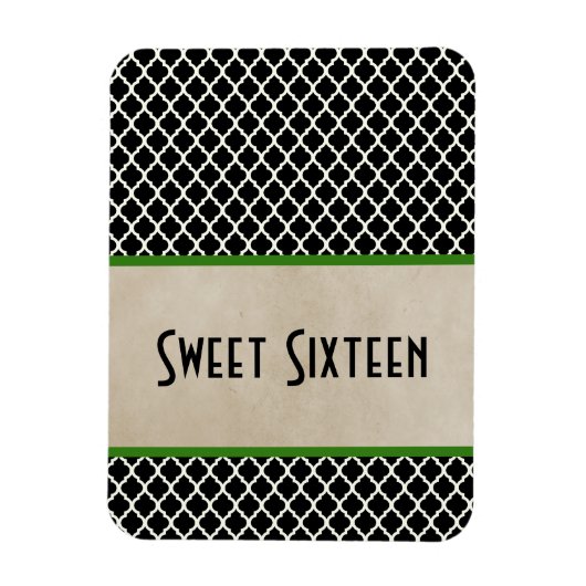 Magnet Flexible Chic Quatrefoil Sweet 16 Aimant, Vert (Vertical)