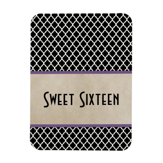 Magnet Flexible Chic Quatrefoil Sweet 16 Aimant, Violet (Vertical)