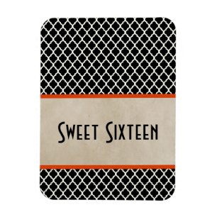 Magnet Flexible Chic Quatrefoil Sweet 16 Magnet, Orange