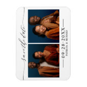 Magnet Flexible Chic Script Mariage Save The Date 2 Photo Collage (Vertical)