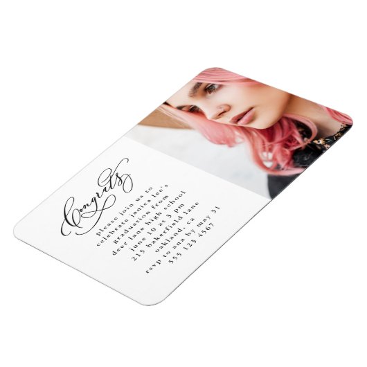 Magnet Flexible Chic Script One Photo Graduation Party (Côté Gauche)