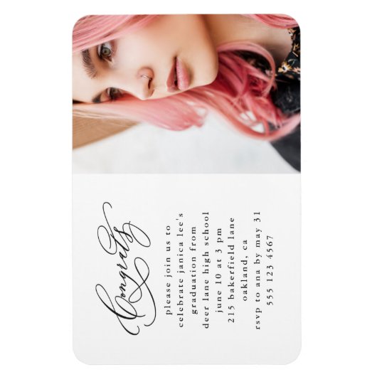 Magnet Flexible Chic Script One Photo Graduation Party (Vertical)