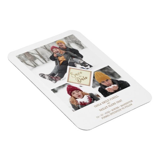 Magnet Flexible Chic Trois Photos Instant Engagé Couple Session (Côté Droit)