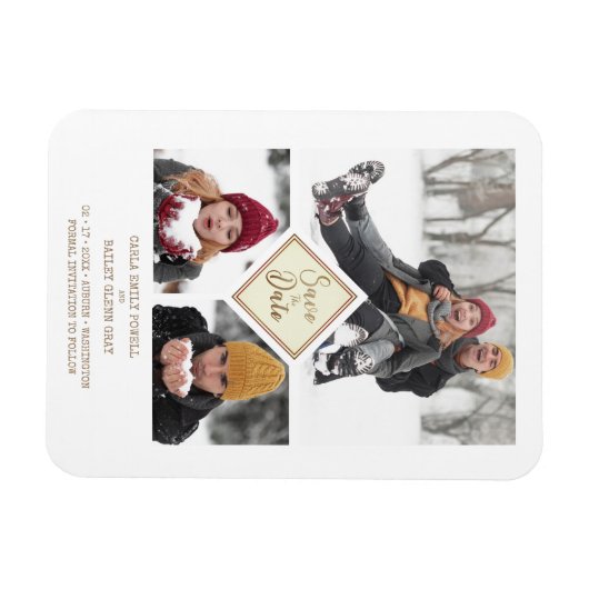 Magnet Flexible Chic Trois Photos Instant Engagé Couple Session (Horizontal)