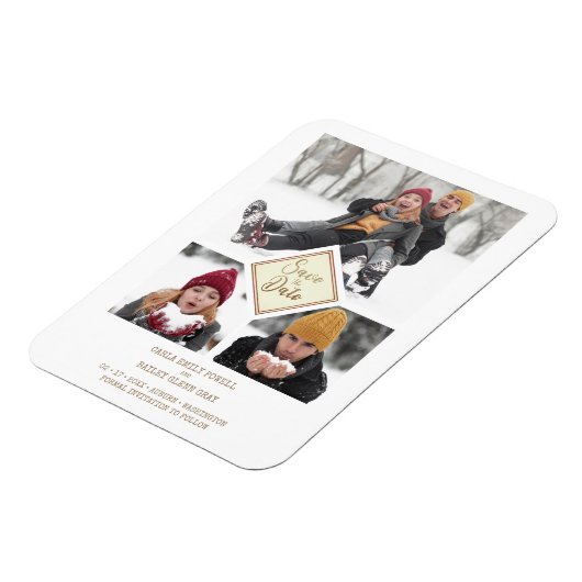 Magnet Flexible Chic Trois Photos Instant Engagé Couple Session (Côté Gauche)