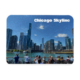 Magnet Flexible Chicago, Illinois Abstrait Skyline