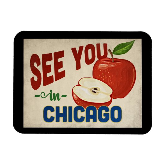 Magnet Flexible Chicago Illinois Apple - Vintage voyage (Horizontal)