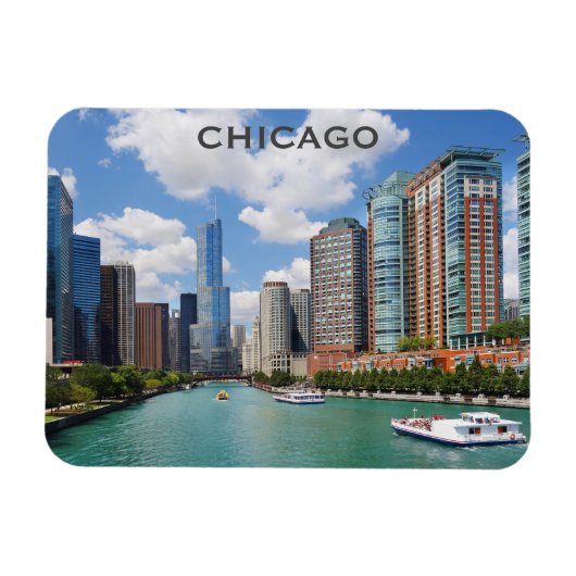 Magnet Flexible Chicago Illinois River Skyline Photo (Horizontal)